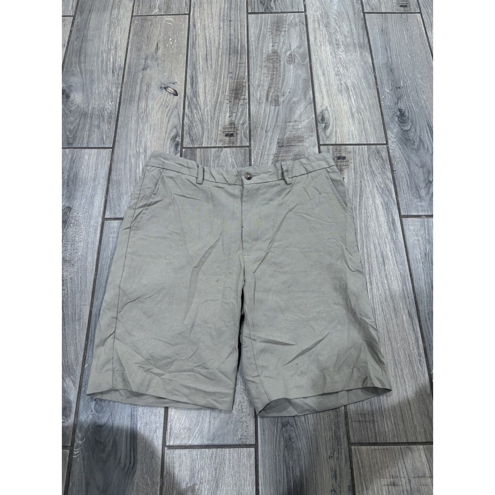 Greg Norman Men's Flat Front Golf Shorts Size 32 Khaki Stone Polyester Pockets